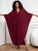 EDOLYNSA Wine Red Kaftan Women's Long Dress Pcaftan Lus size Moo Moo Dress Beach Wear Lounge wear House robe Outfit Q1306