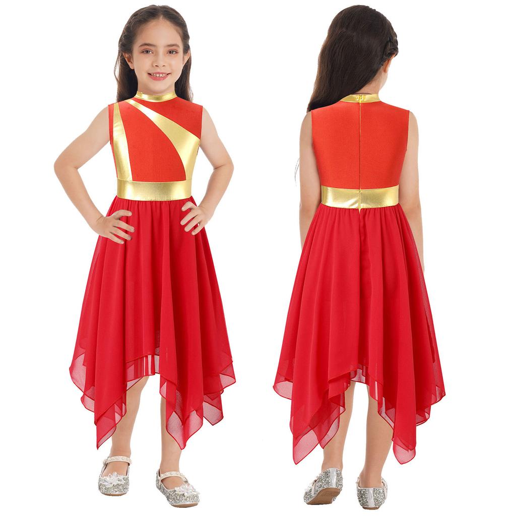 Kids Girls Praise Lyrical Dance Dress Worship Liturgical Celebration Costume Ballet Dance Wear