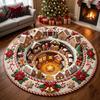Indoor Festive Area Rug Christmas 3D Rug, Illusion Round Decorative Winter Seasonal Floor Mat, Carpet for Home Living Room Holiday Decoration Decor