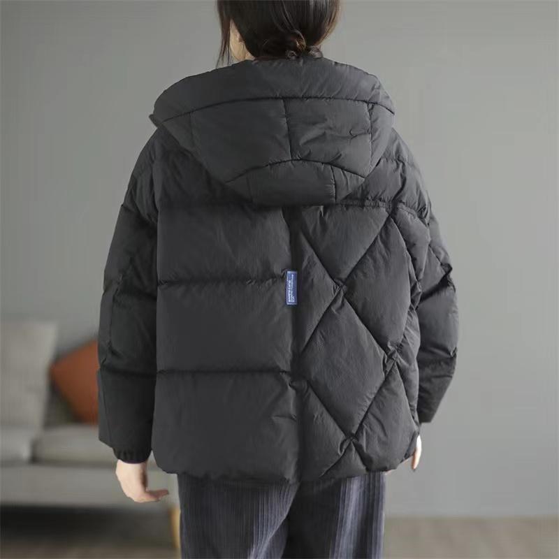 Короткая зимняя куртка-пуховик для женщин, модное теплое пальто с капюшоном из белого утиного пуха