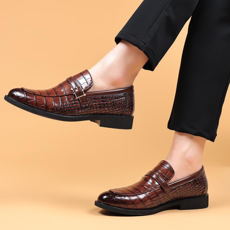 Fashion High Quality Leather Shoes for Men Casual Classic Loafers Crocodile Skin Men Dress Shoes Formal Oxford Office Wedding Shoes