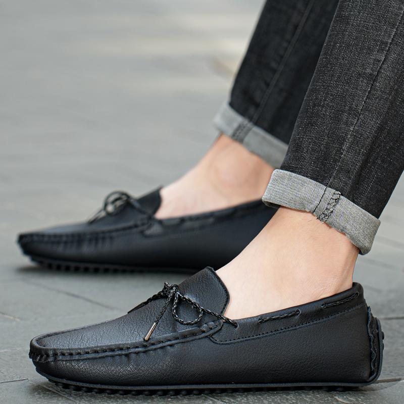 Fashion Brand Men Loafers Handmade Leather Slip On Driving Casual Shoes Soft Sole Comfortable Breathablel Low Boat Shoes Men Big Size 49