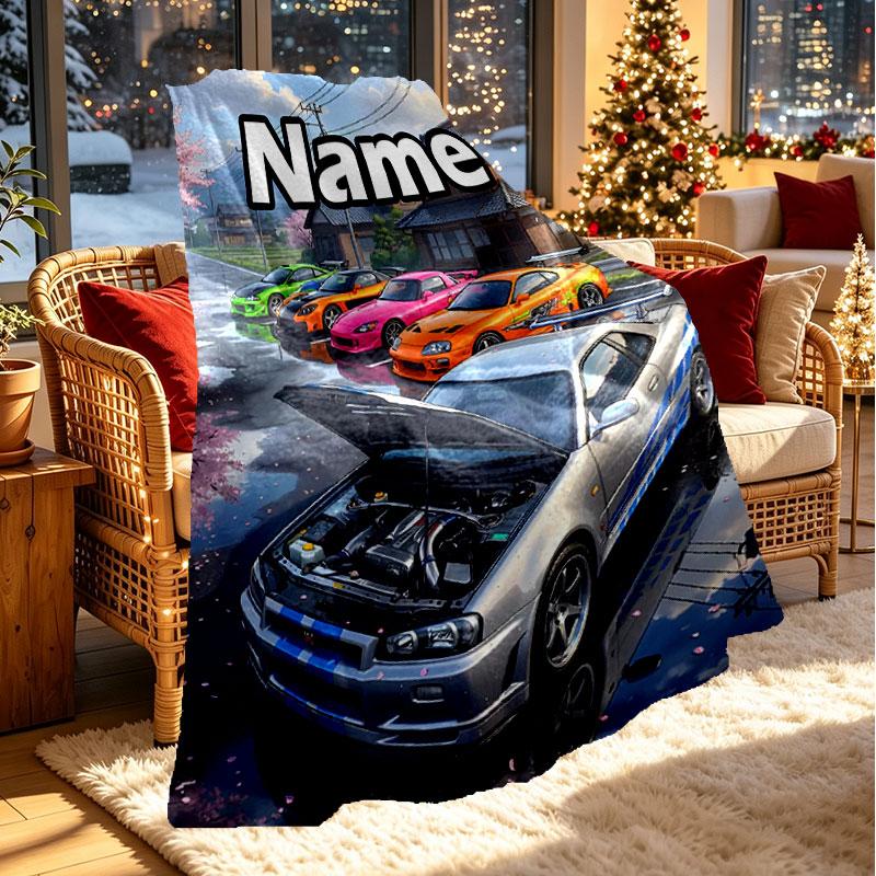 Custom Name Personalized Fast & Furious Print Blanket, Home Decor, Bedroom, Sofa, Camping, Couch, Gifts for Birthday Christmas
