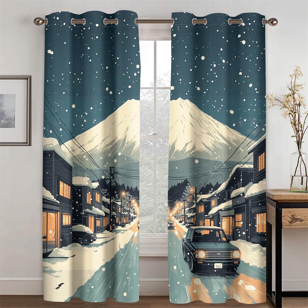3D сверкающие шторы Fuji Mountain Romantic Joy подходят для спальни, гостиной, кухни, декора, новые поступления, ограниченное по времени предложение, 2 шт.