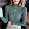 Осень-зима женский свитер ретро полувысокий ворот трикотажная рубашка длинный рукав корейский модный свитер база