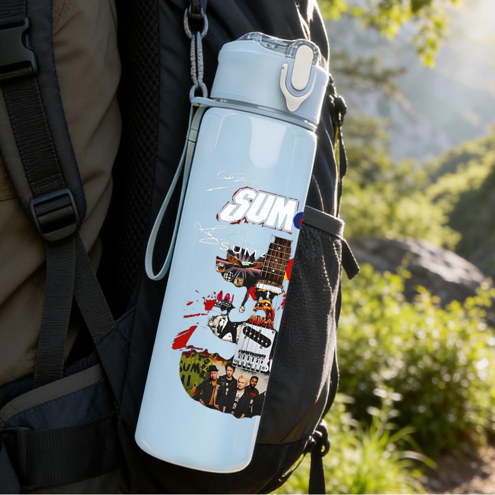 1PC Retro Multi Character Cartoon Colorful Print 750ml Portable Sports Water Bottle Leakproof Gym Outdoor Travel Drink Cup