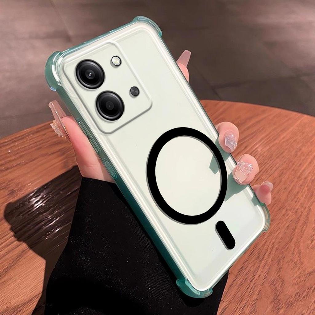 Самодельный силиконовый чехол с магнитным кольцом для Xiaomi POCO C85, противоударный, с защитой углов (подушки безопасности)
