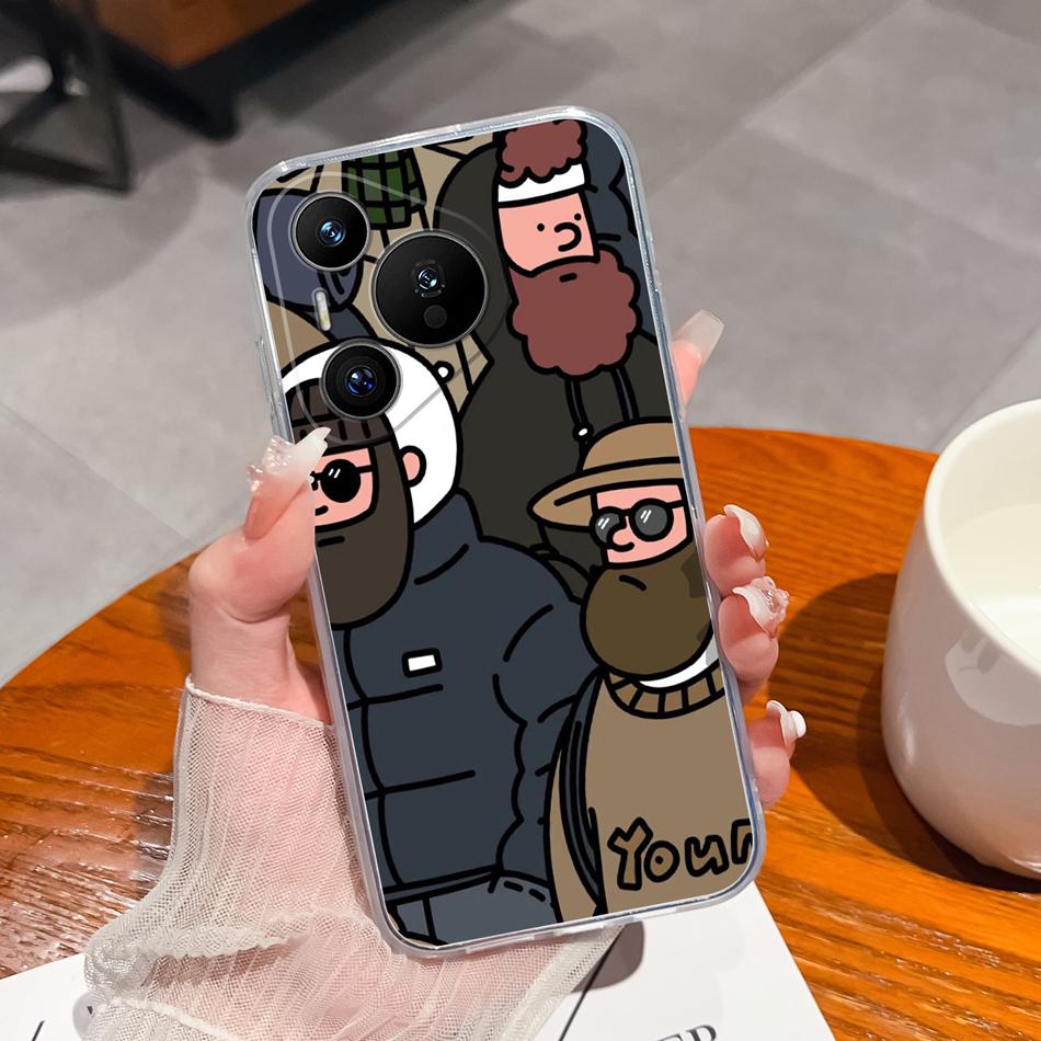 Чехол для Huawei Pura 70 Pro Plus Ultra Счастливым Цветком Прозрачный Чехол для Телефона Для Huawei Pura 70Pro+ Мягкий Тонкий Силиконовый Чехол из ТПУ