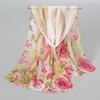 150*50cm Spring Floral Printed Scarf Women Long Shawl Thin Georgette Hijab Beautiful Rose Flower Pareos Beach Sunscreen Shawl