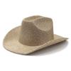 New one-word top western denim straw hat, men's and women's fashionable outdoor sunscreen sequined straw hat