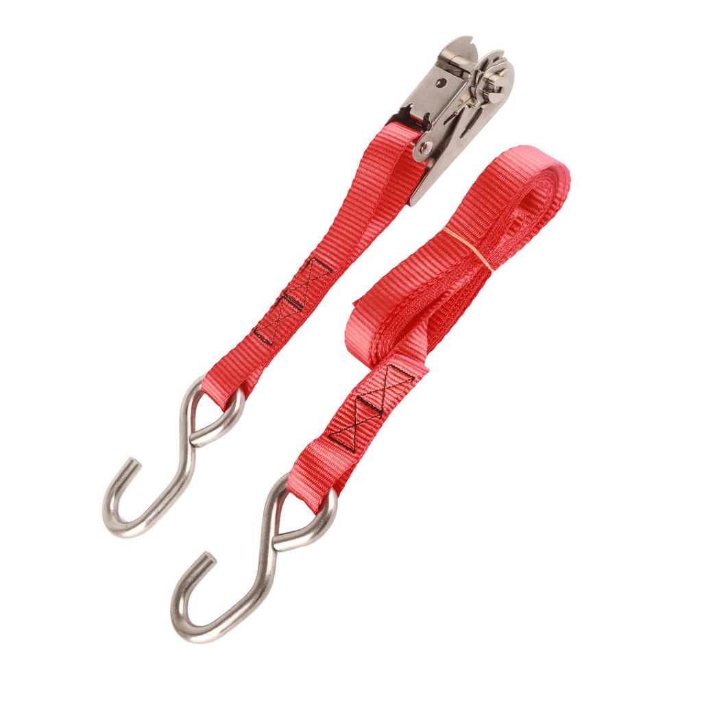 1in 25mm Ratchet Tie Down Straps Red Rust Proof Ratcheting Securing Straps for Vehicle Ship