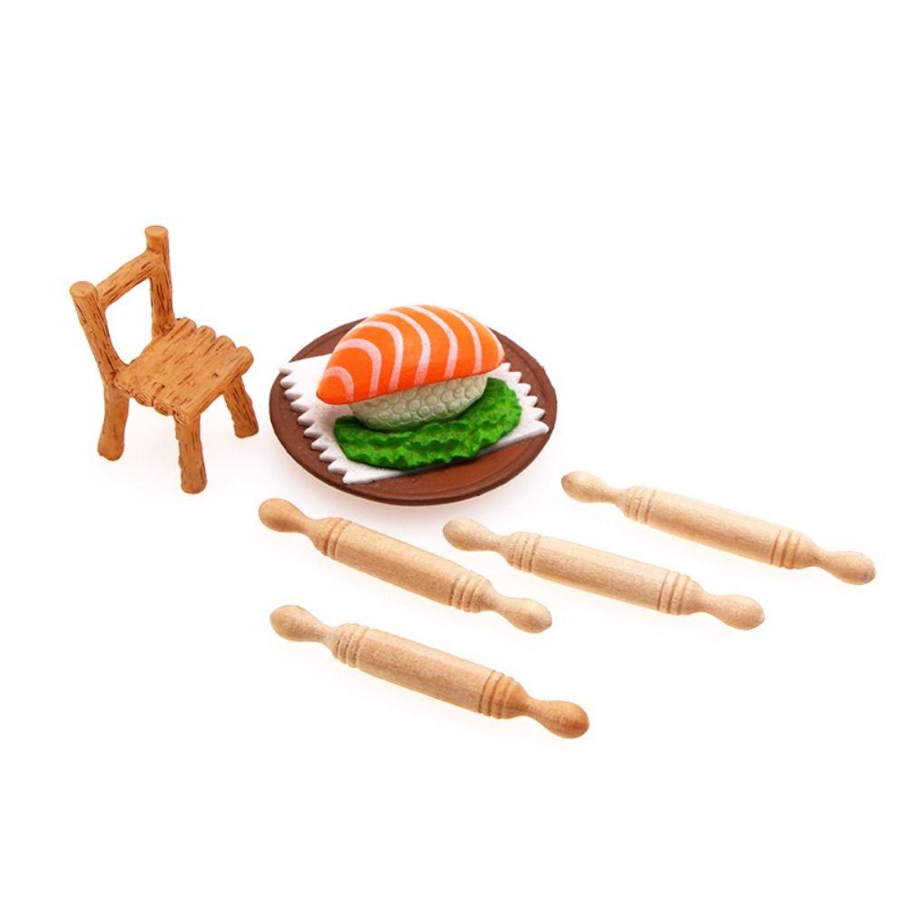 10pcs Simulation Doll House Wooden Rolling Pin Mini Kitchen Accessories Pretend Play