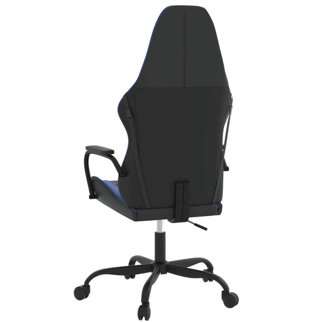 Gaming Chair with Massage Function Black and Blue Artificial Leather