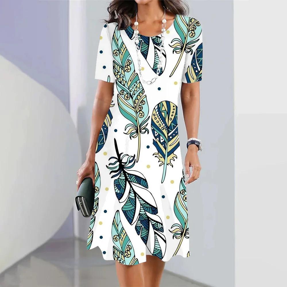 Hawaii Coconut Tree Print Women's Dresses Vacation Long Dresses Female Clothing Summer One-piece Dress