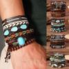 Hand-woven Bohemian Hand Rope Women's Turquoise Beaded Multi-layer Bracelet Vintage Unisex Jewellery Accessories Men's Travel Holiday Bracelet AVE