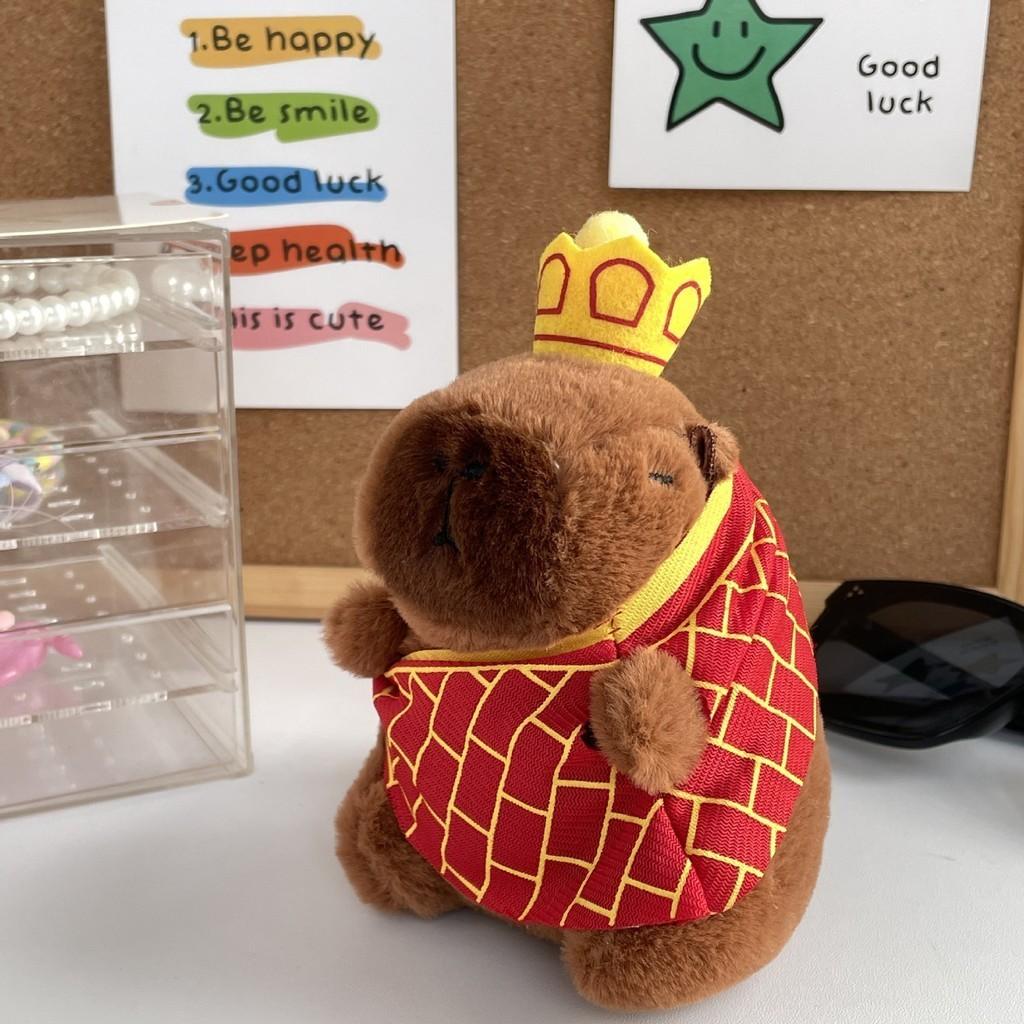 Green Guitar Capybara Plush Toy Short Fur Musical Student Backpack Keychain Cute Collectible Gift