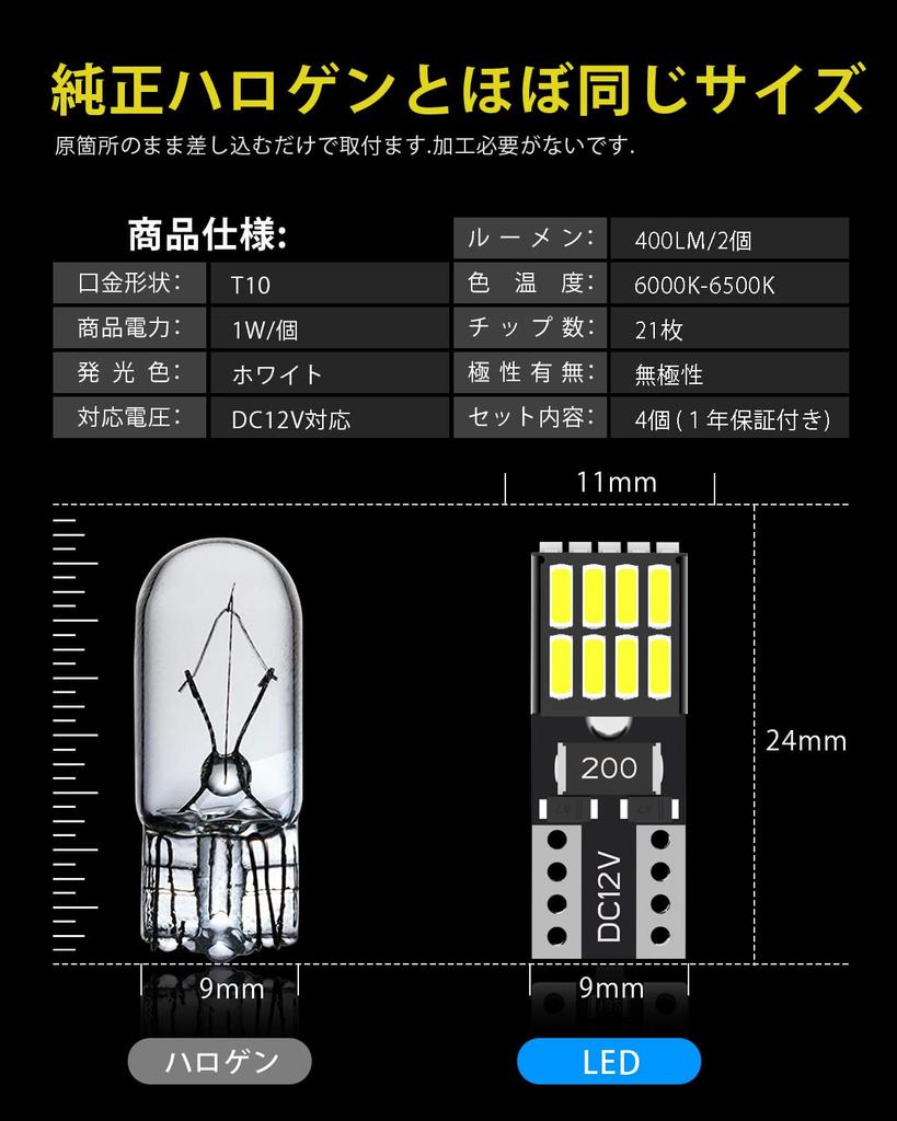Светодиодная лампа T10 Белый Взрывной свет 4 шт. Автомобильная инспекция Совместима с 21 рядом