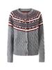 Retro Fair Isle Jagged Knit Wool Thick Cardigan Sweater