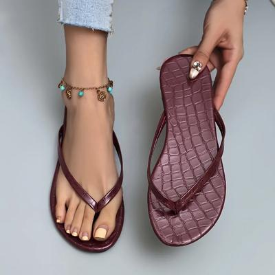 2024 Летние бордовые шлепанцы Комфортные повседневные шлепанцы с открытым носком Женские тапочки Домашняя обувь для ванной для женщин Пляжные плоские шлепанцы Женские