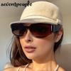 Curved Surface Rectangle Sunglasses Women  Luxury Brand Vintage Trendy Eyewear Shades For Ladies Stylish UV400 Protection