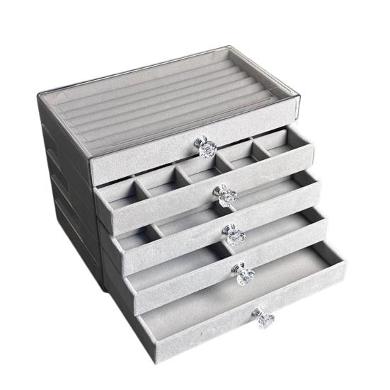 Jewelry Organizer Drawer Storage Box with Velvet Lining Large Capacity Multipurpose Earrings Necklaces Display Box with Handle