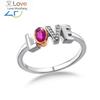 GZ ZONGFA Original 925 Sterling Silve LOVE Rings for Women Luxury Natural Ruby Diamond 0.3ct Gems 10K Rose Gold Fine Jewelry