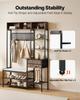 Hall Tree, 1800 mm Coat Rack with Shoe Bench & 2 Drawers, 3-in-1 Freestanding Shoe Rack Storage Organizer with Bookshelf & Wire Shelf, Steel Frame