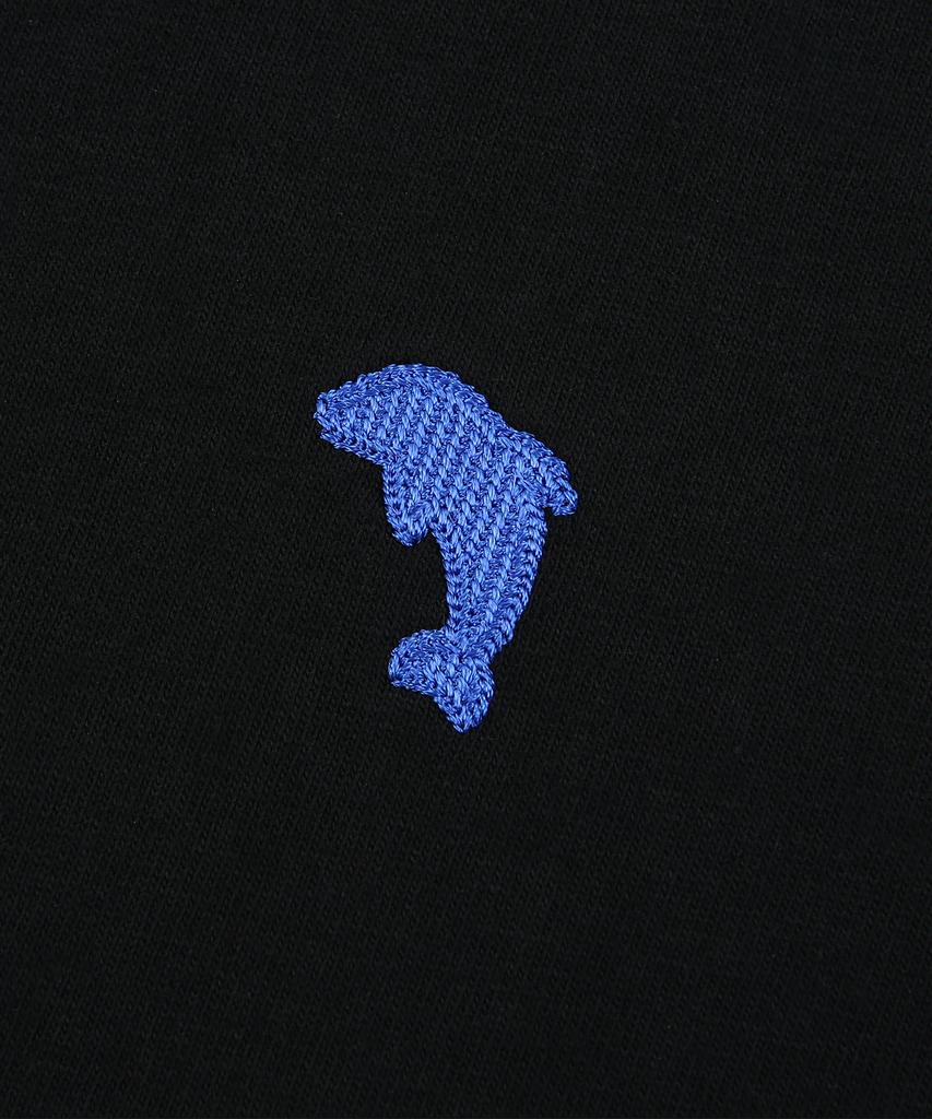 DOLPHIN WAVE APPAREL [2Pack] Dolphin Mini Chain Embroidery 16-Count Short Sleeve T-Shirt Black & Black 2-Pack