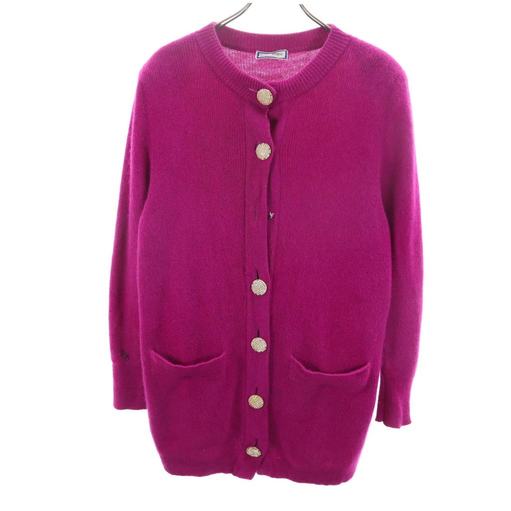Yves Saint Laurent 90s Old Long Sleeve Knit Cardigan M Purple Women Used