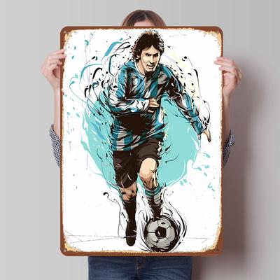Soccer Player Poster Customized Vintage Metal Signs Wall Art Retro Tin Plaque for Mancave Interior Decoration Living Room Decor