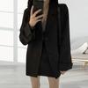 Женский пиджак Yousheng, однобортный пиджак с лацканами и длинными рукавами, однотонный свободный деловой пиджак