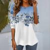Gradient Flower Print Cotton Long Sleeves T Shirt Autumn O-neck Women's Pullover Tops Fashion Street Women Clothing T-shirts