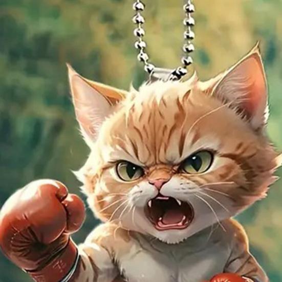 Акриловый кулон в виде кота-боксера с ремешком, легко подвешивается, зеркало заднего вида в форме кота-боксера