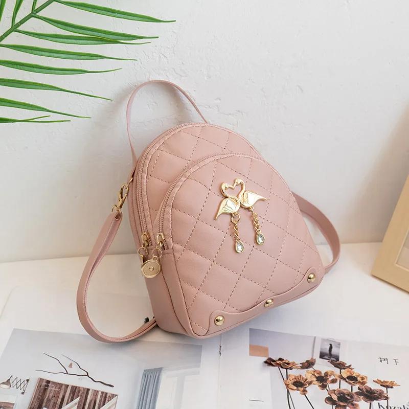 Мини-рюкзак для женщин, повседневный, милый, с вышивкой в виде лебедя, маленький рюкзак, кошелек для девочек, дамская сумка-портфель