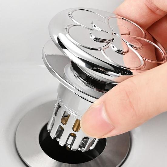 Pop-up Bathtub Stopper Drain 2-in-1 Brass Core Hair Catcher Strainer Bathroom Easy Installation Brass Core Wash Basin Sink Plug Drain