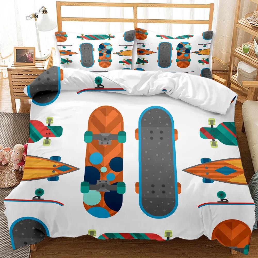Skateboard Duvet Cover Set Skateboard Player Hip Hop Bedding Set Teens Street Hobby Sport Hippie King Size Polyester Quilt Cover