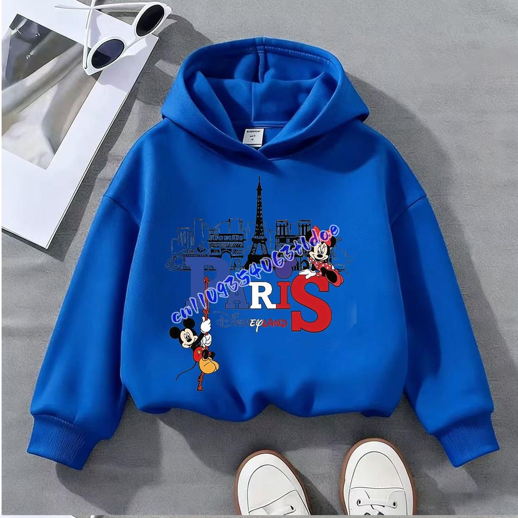 Warm Kids Hooded Pullover, City Landmark And Cute Cartoon Character Graphic Sweatshirt, Autumn Winter Long Sleeve Top For Kids Daily Outfit.