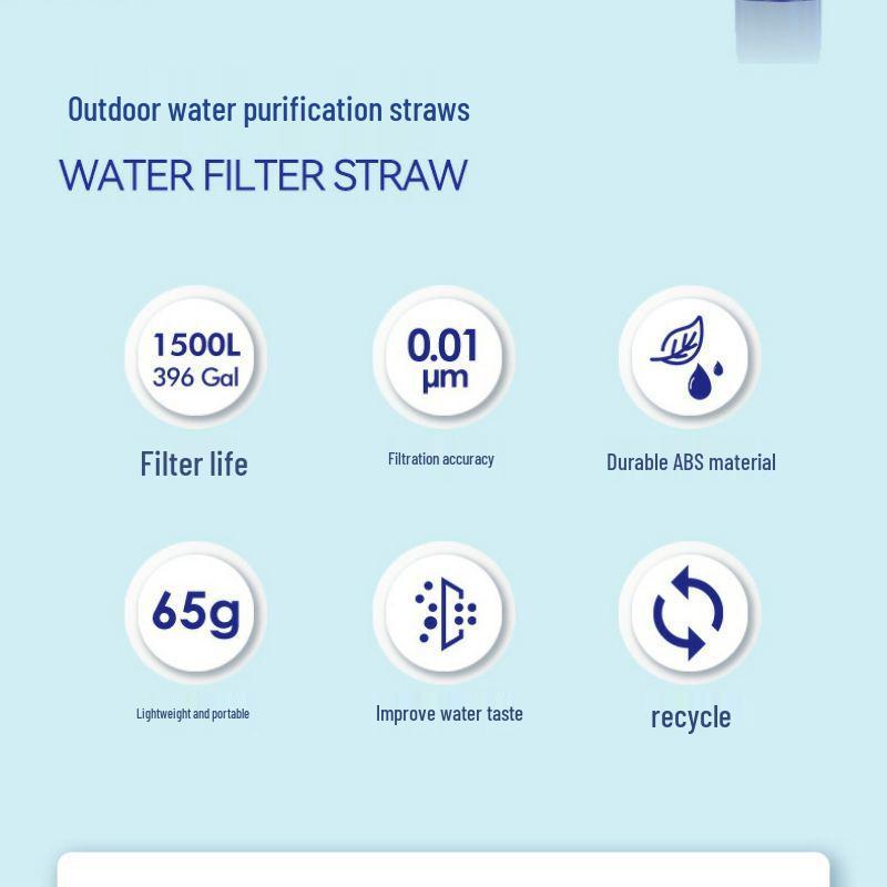 Portable Outdoor Camping Water Purifier Straw for Emergency Survival and Direct Drinking