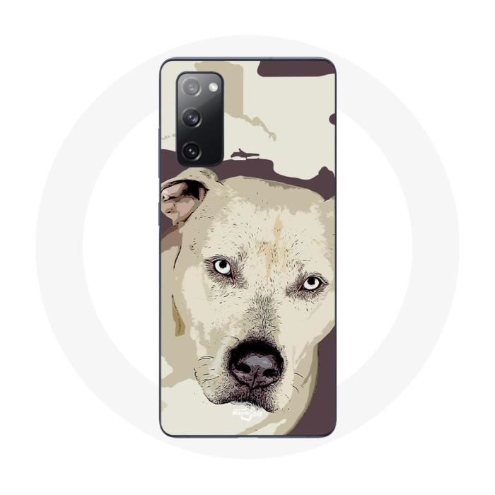 Coque - MANIACASE - Samsung Galaxy S20 FE - Chien de Pitbull - Souple - Blanc