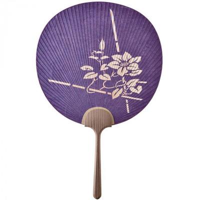 Used Embodying the Elegance of the Imperial Palace In a Purple Watermark Shiomi Uchiwa Fan Made In Japan Imperial Palace (Purple) One Side Watermark