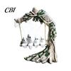 Gothic Style Yard Ornaments Glowing Ghost on Swing Resin Decor, Weatherproof Halloween Outdoor Garden Ornament with Nighttime Atmosphere Lighting