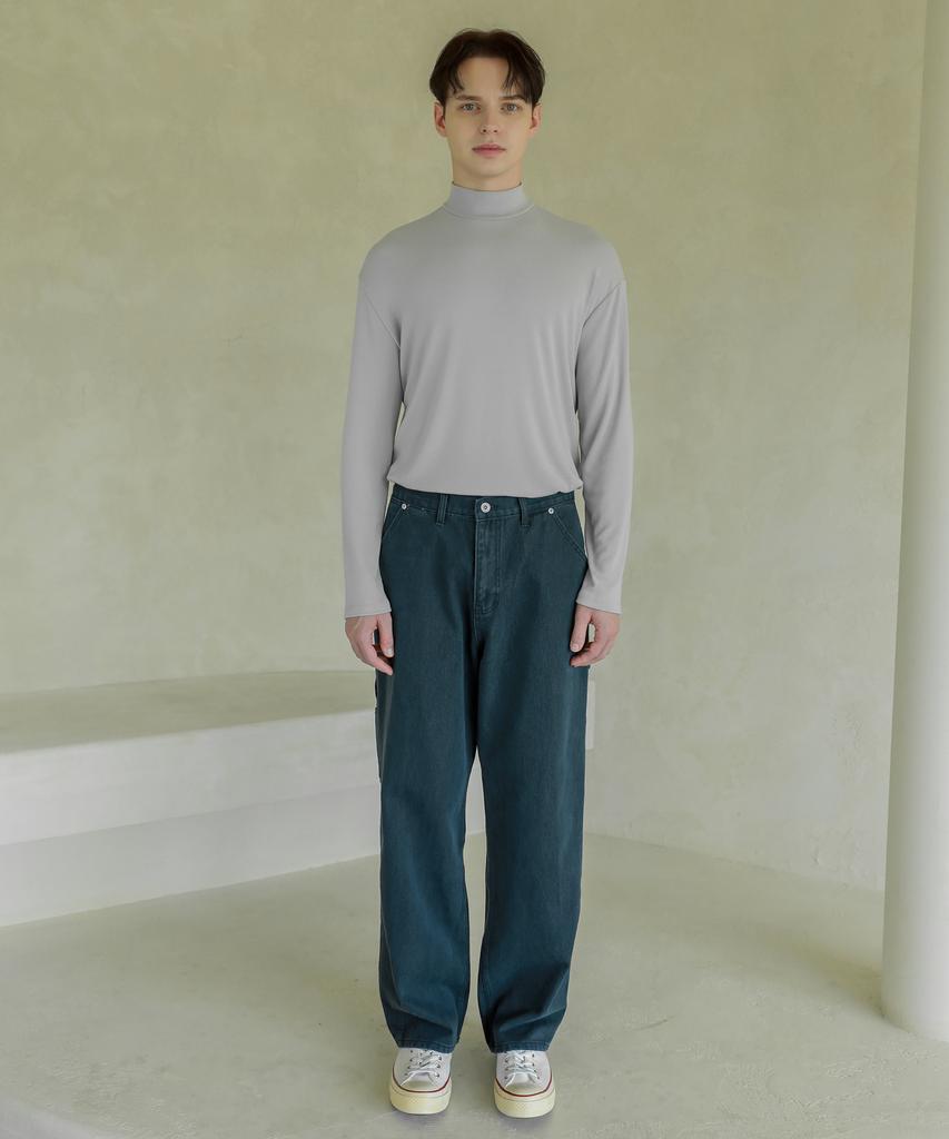ESN Half Turtleneck Knit T-Shirt Light Gray