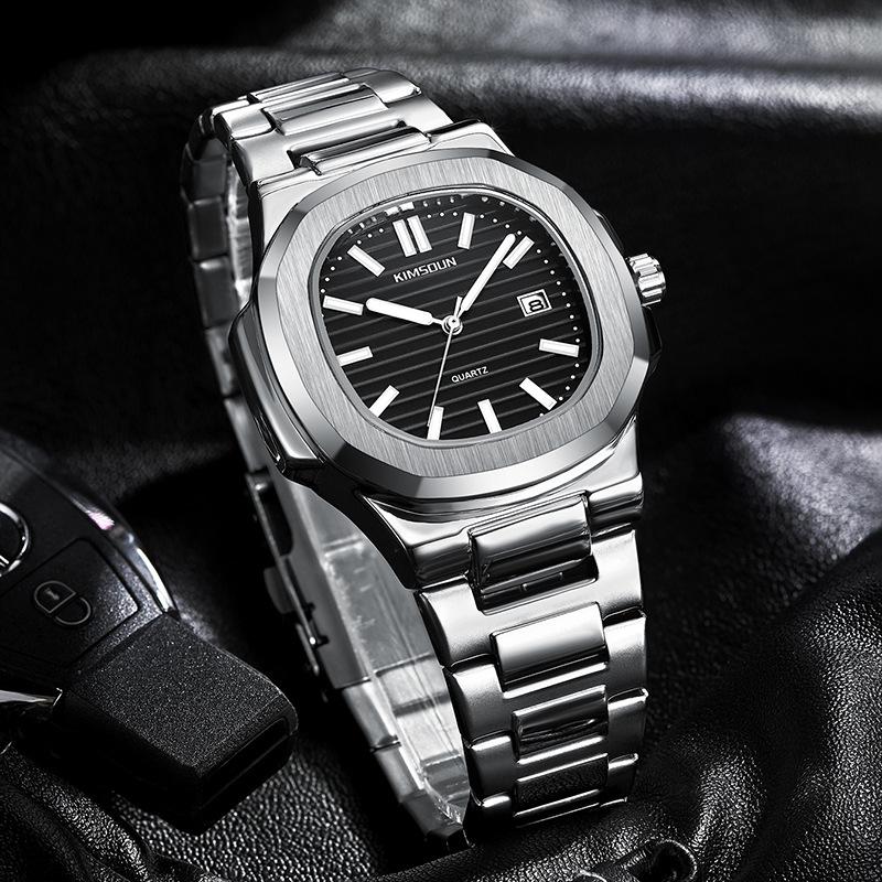 KIMSDUN Watch Men's Top Brand Luxury Clock Steel Belt Men's Watch Calendar Nightlight Sports Quartz Table Male