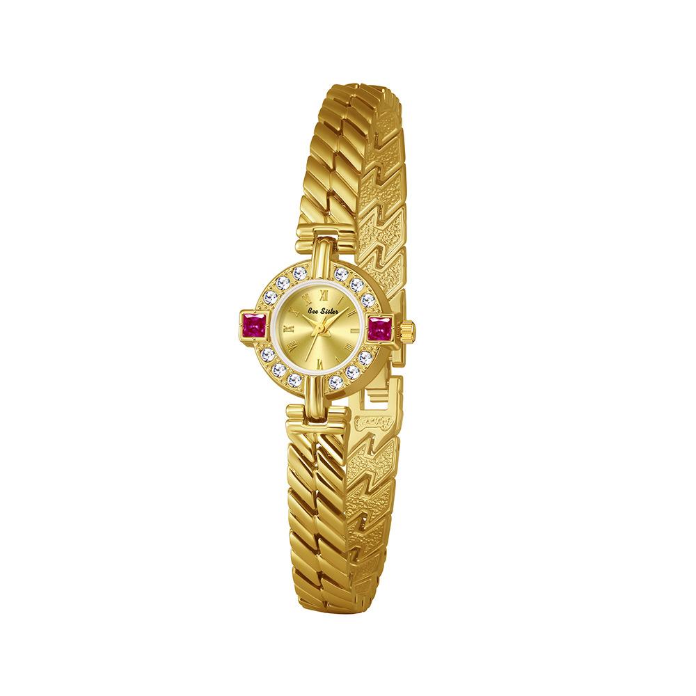 BS Affordable Luxury Women's Quartz Watch French-Style Vintage Delicate Chain Strap Magenta Elegant Women's Wristwatch FA1937