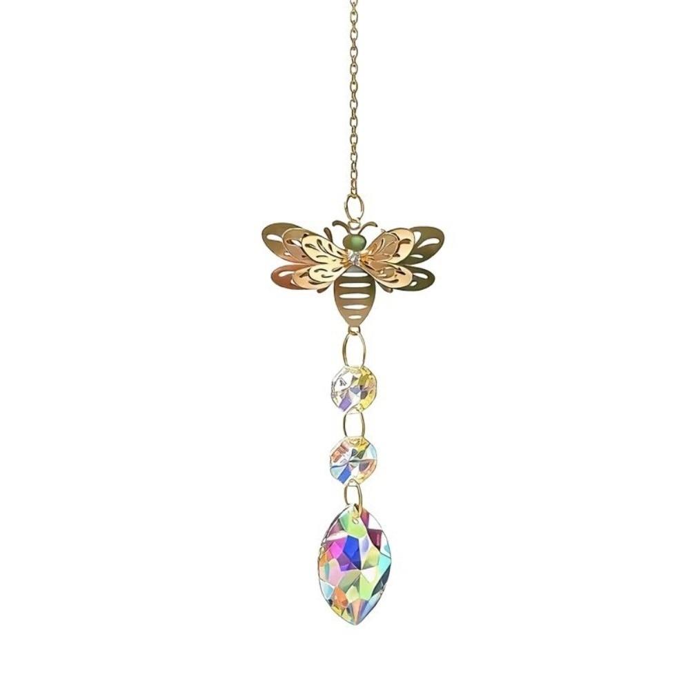 Rotating Butterfly Wind Chimes Colorful Light Collection Pendant Crafts Bee Wind Chimes  Backyard