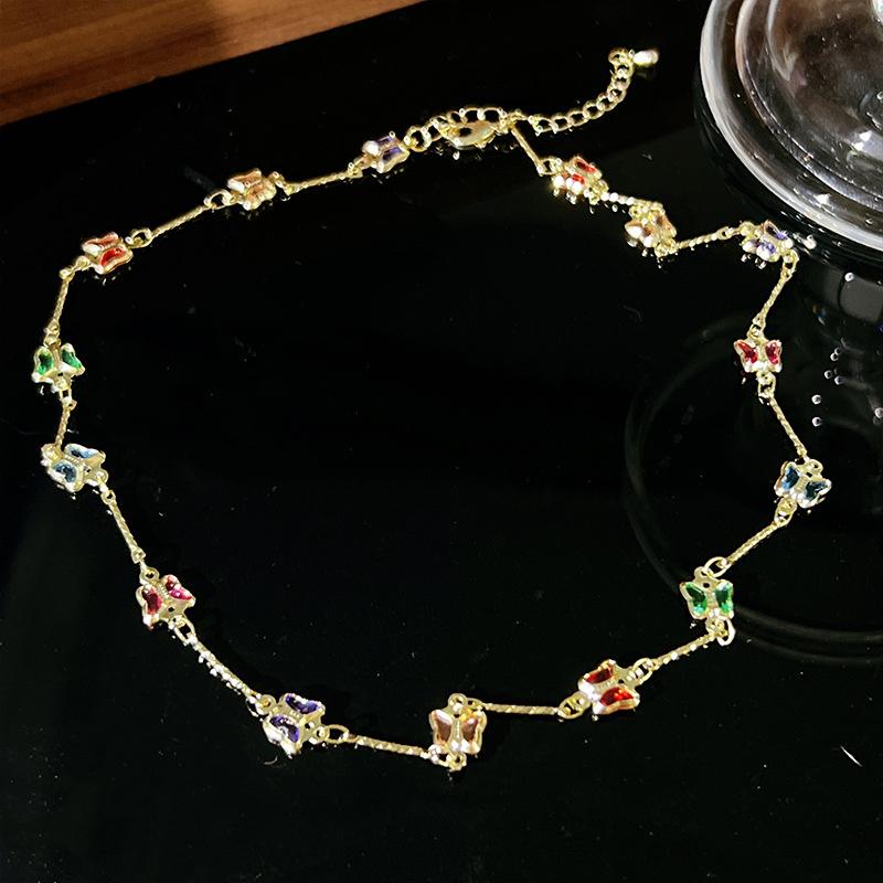 Красочная бабочка с кубическим цирконом, кулон, ожерелье, температура, роскошные женщины и девушки, циркониевая цепочка на ключицу, романтические ювелирные изделия, аксессуары, подарки