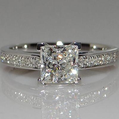 Женская мода квадратный горный хрусталь серебряного цвета свадебное кольцо подарок