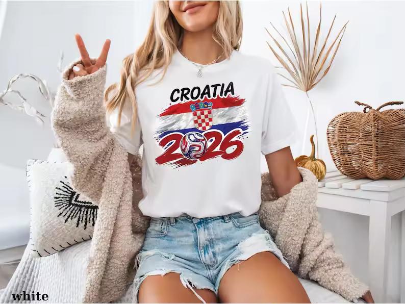 Croatia Football T-Shirt 2026 Summer Men's and Women's T-Shirt vintage graphics 100% Cotton comfortable Y2K Loose shirt Tops