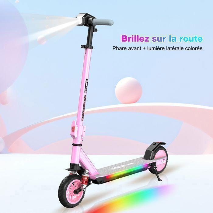 RCB R12 MAX Trottinette Électrique Rose – 220W – 3 Vitesses – 7” – LED colorés – Écran numérique – 15KM – Meilleur cadeau