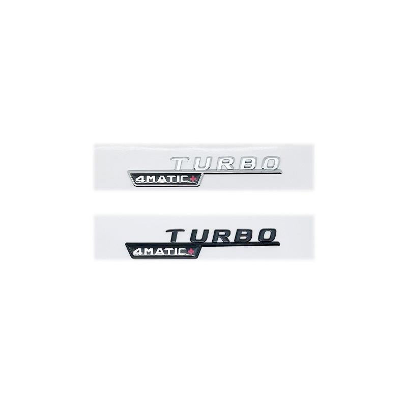2pcs ABS Car Fender Turbo 4MATIC Logo Emblem Badge Sticker For Mercedes Benz A45 C117 CLA 35 45 GLA45 X247 GLE53 AMG Accessories
